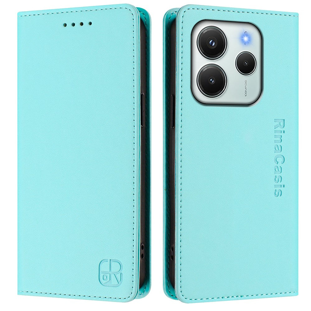 Xiaomi Redmi Note 14 4G (164,84 mm) läderfodral RINACASIS RC01 mobilfodral med RFID-blockerande plånboksställ