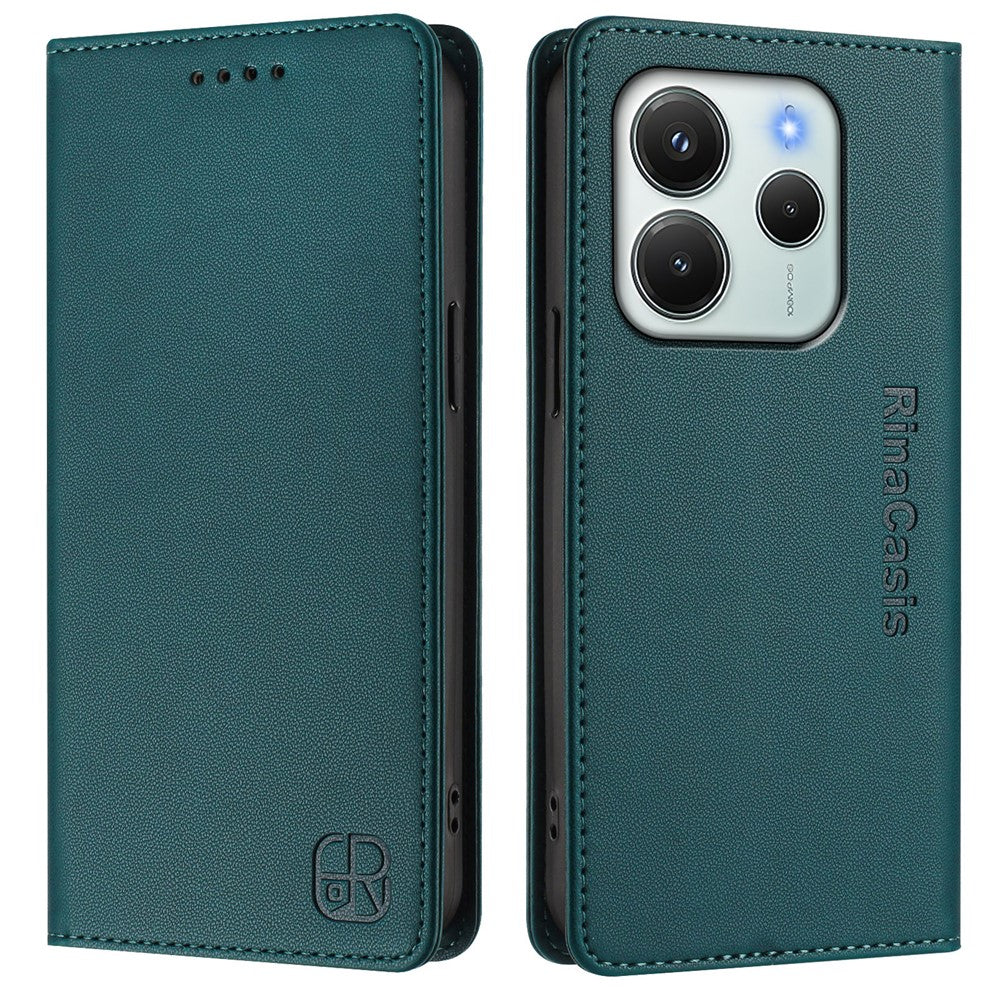 Xiaomi Redmi Note 14 4G (164,84 mm) läderfodral RINACASIS RC01 mobilfodral med RFID-blockerande plånboksställ
