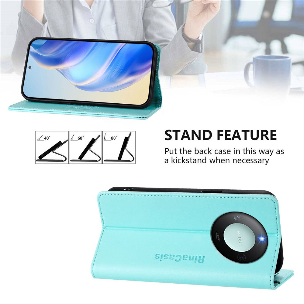 For Honor X60 5G / Honor X9c Smart 5G Leather Case RINACASIS RC01 Phone Cover with RFID Blocking Wallet Stand