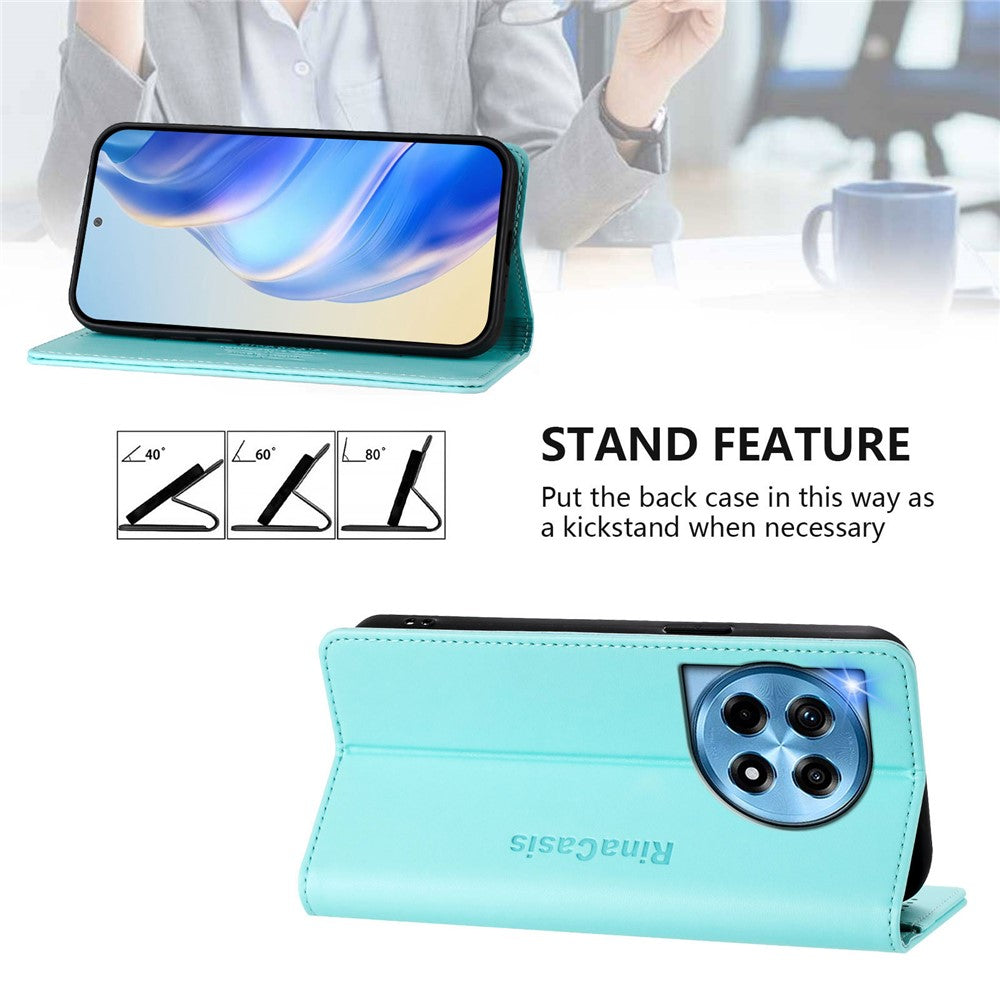 For OnePlus 12 5G Leather Case RINACASIS RC01 Phone Cover with RFID Blocking Wallet Stand