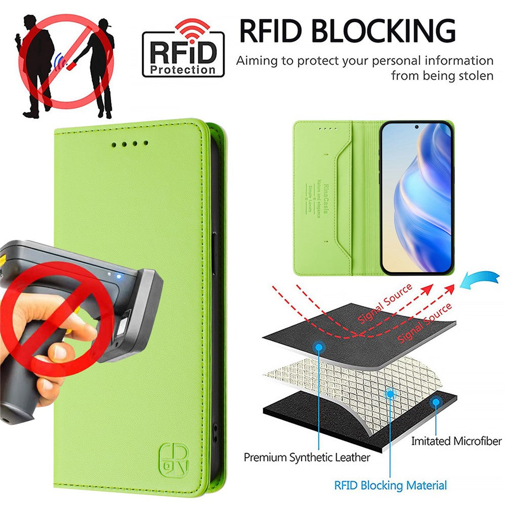 Samsung Galaxy A25 5G (Global) (161,0 x 76,5 x 8,3 mm) Läderfodral RINACASIS RC01 mobilfodral med RFID-blockerande plånboksställ