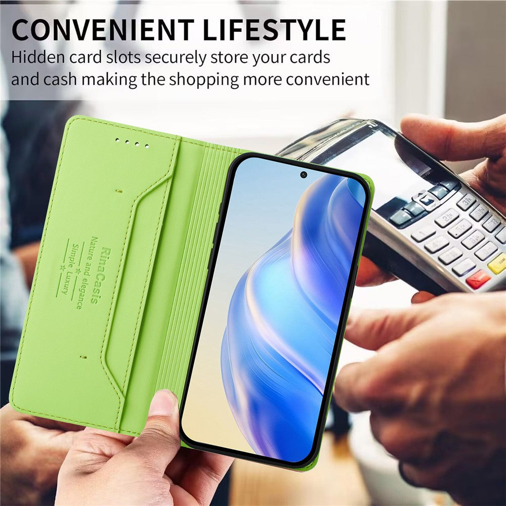 Samsung Galaxy A25 5G (Global) (161,0 x 76,5 x 8,3 mm) Läderfodral RINACASIS RC01 mobilfodral med RFID-blockerande plånboksställ