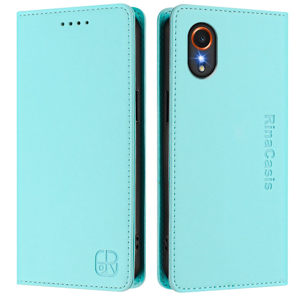 Til Samsung Galaxy Xcover7 Lædercover RINACASIS RC01 Telefoncover med RFID-blokerende pungstativ