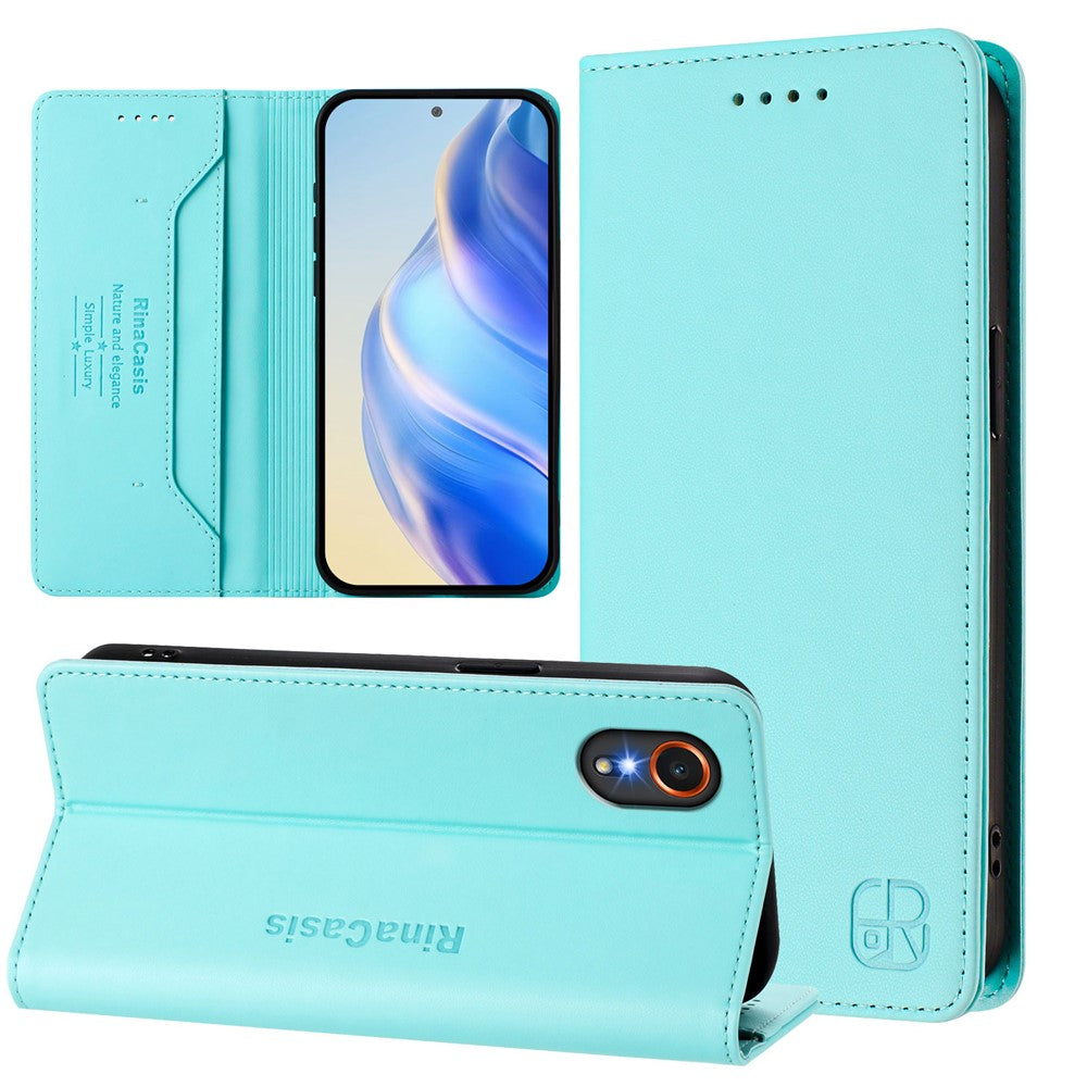 Til Samsung Galaxy Xcover7 Lædercover RINACASIS RC01 Telefoncover med RFID-blokerende pungstativ