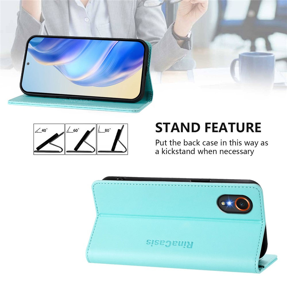 Til Samsung Galaxy Xcover7 Lædercover RINACASIS RC01 Telefoncover med RFID-blokerende pungstativ