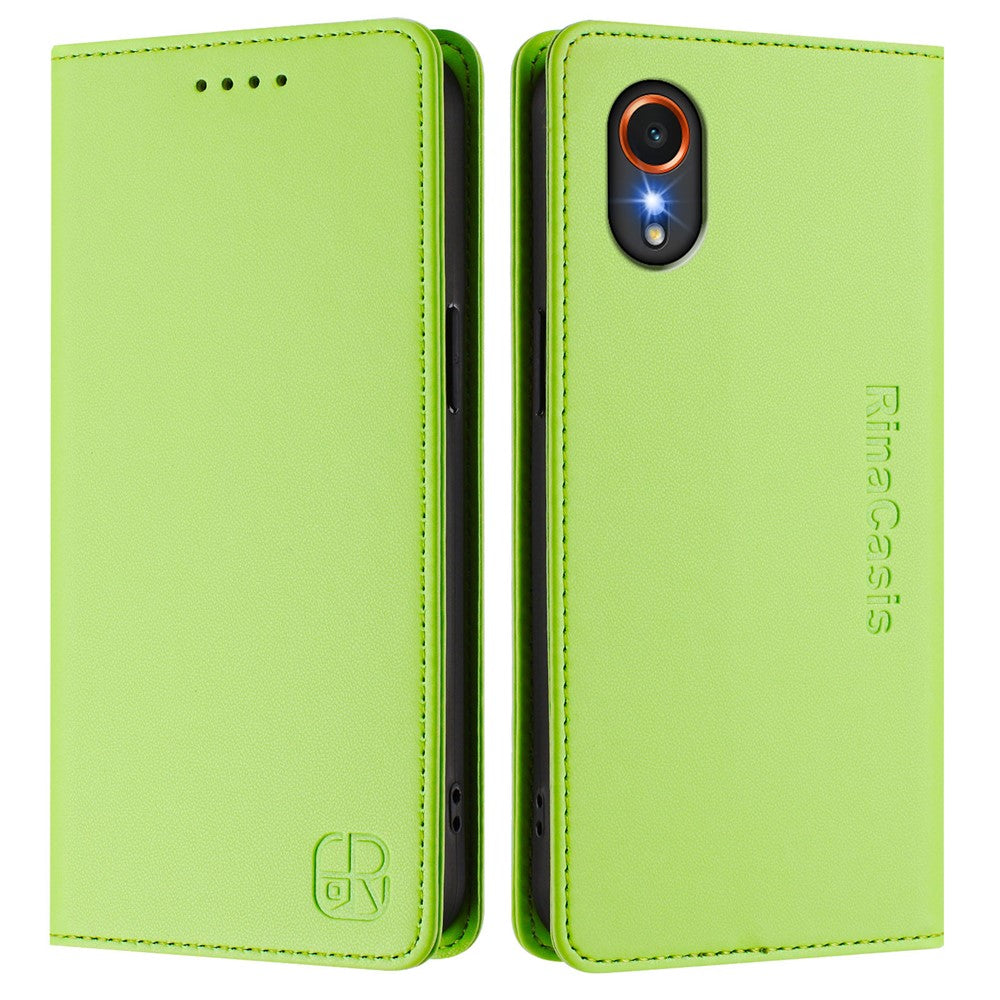 Til Samsung Galaxy Xcover7 Lædercover RINACASIS RC01 Telefoncover med RFID-blokerende pungstativ