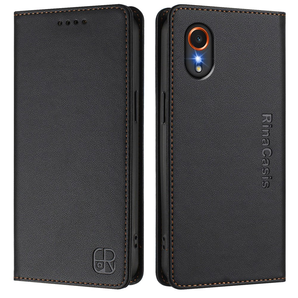 Til Samsung Galaxy Xcover7 Lædercover RINACASIS RC01 Telefoncover med RFID-blokerende pungstativ