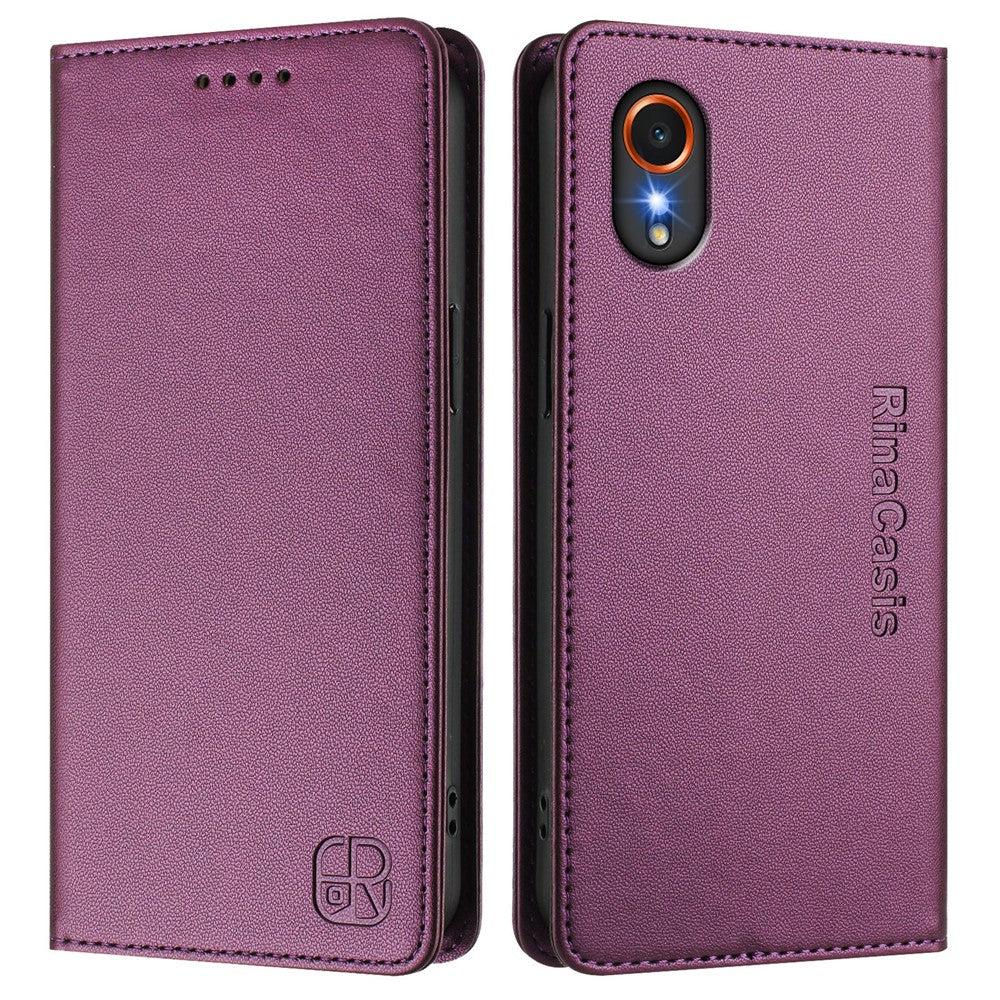 Til Samsung Galaxy Xcover7 Lædercover RINACASIS RC01 Telefoncover med RFID-blokerende pungstativ