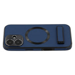 For iPhone 16 Kickstand Case Compatible with MagSafe PC + TPU + PU Phone Back Cover