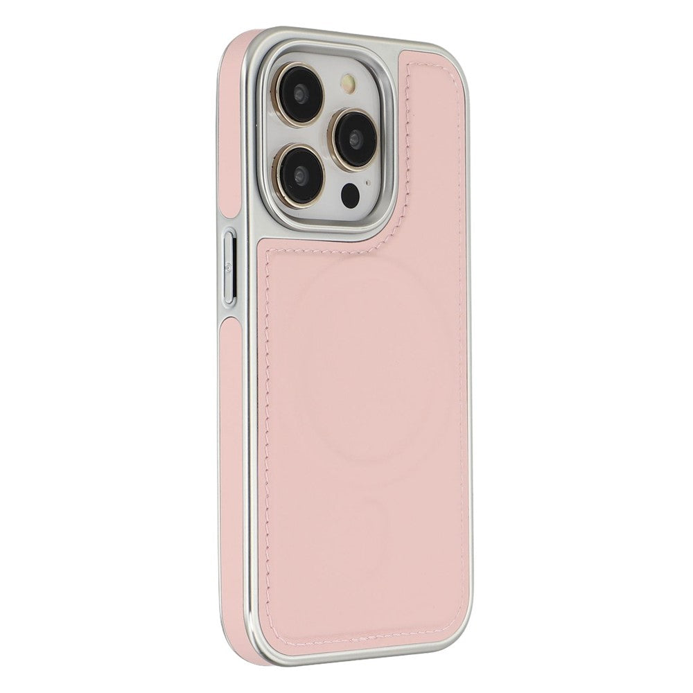 Till iPhone 14 Pro Fodral Kompatibel med MagSafe Elektropläterad Kant PU + TPU + PC Mobiltelefon Bakskal