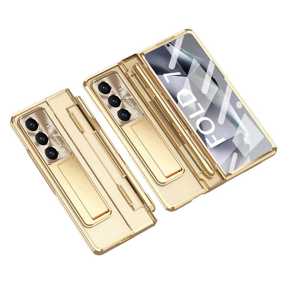For Samsung Galaxy Z Fold7 5G Case Kickstand Hard PC Phone Cover with Screen Film / Stylus
