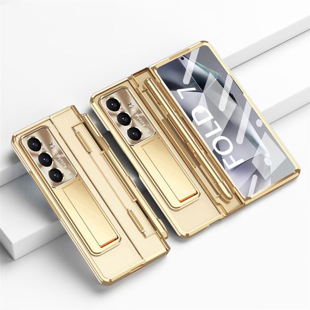 For Samsung Galaxy Z Fold7 5G Case Kickstand Hard PC Phone Cover with Screen Film / Stylus