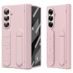 For Samsung Galaxy Z Fold7 5G Kickstand Case Hard PC Phone Cover with Silicone Wristband and Tempered Glass Film