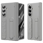 For Samsung Galaxy Z Fold7 5G Kickstand Case Hard PC Phone Cover with Silicone Wristband and Tempered Glass Film