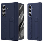 For Samsung Galaxy Z Fold7 5G Kickstand Case Hard PC Phone Cover with Silicone Wristband and Tempered Glass Film