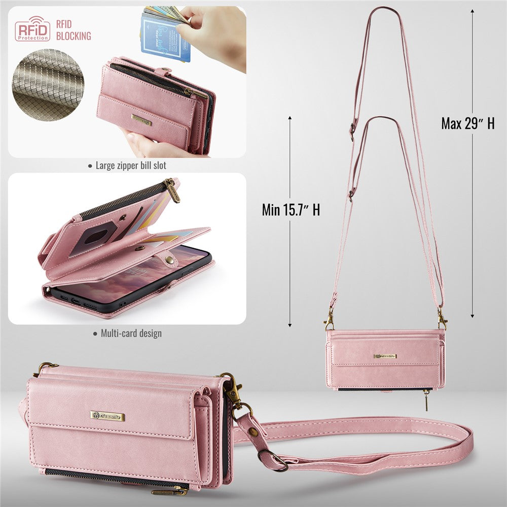 CASEME For iPhone 11 Pro Case  C39 RFID Blocking Zipper Wallet Stand Leather Cover with Strap