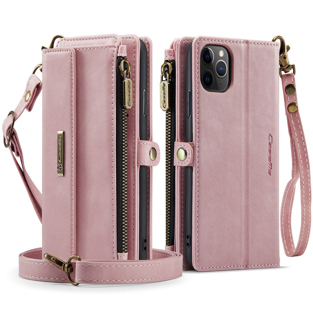 CASEME For iPhone 11 Pro Case  C39 RFID Blocking Zipper Wallet Stand Leather Cover with Strap