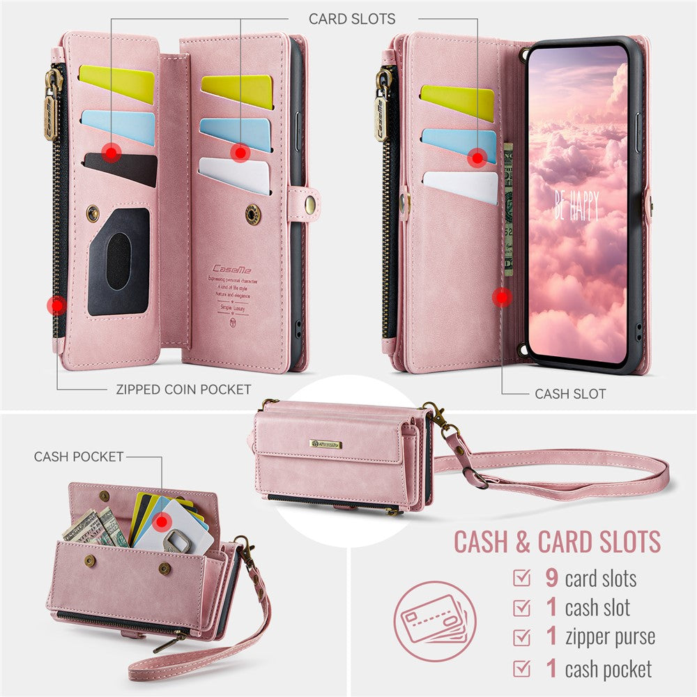 CASEME For iPhone 11 Pro Case  C39 RFID Blocking Zipper Wallet Stand Leather Cover with Strap