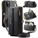CASEME For iPhone 11 Pro Case  C39 RFID Blocking Zipper Wallet Stand Leather Cover with Strap