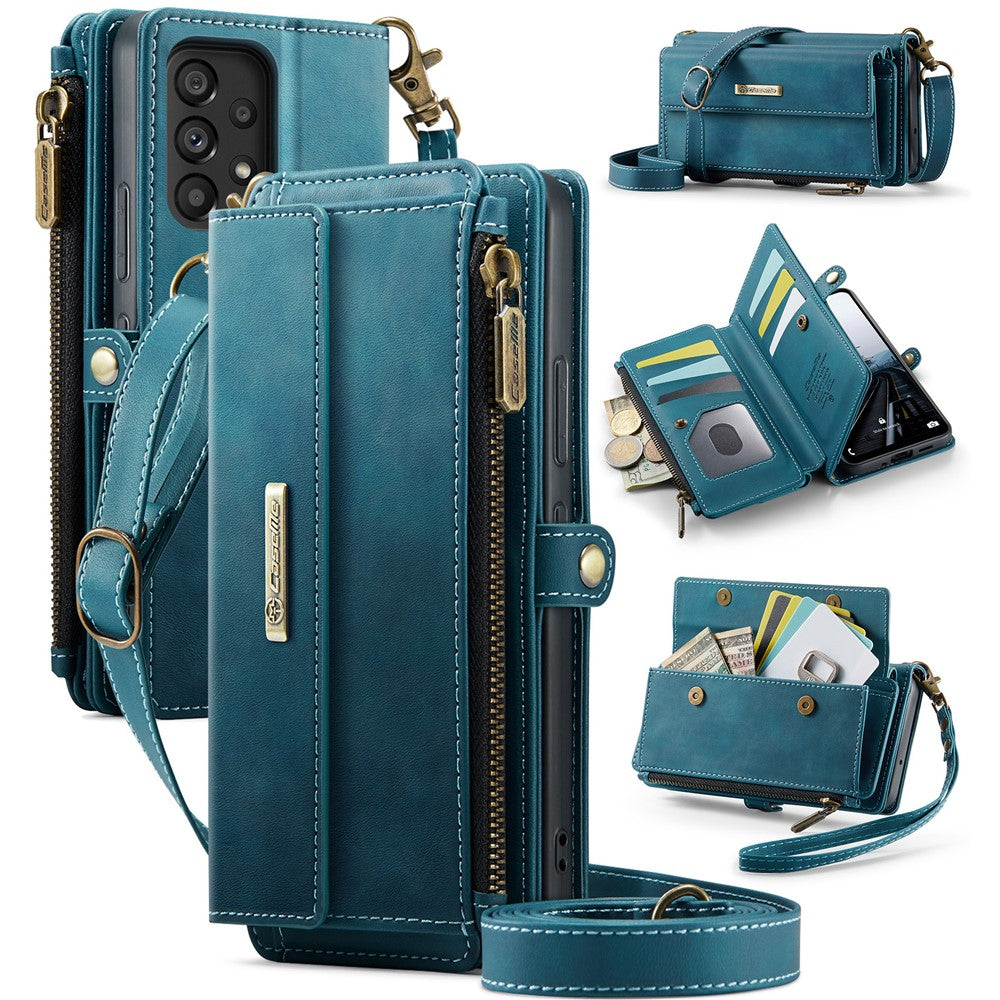 CASEME For Samsung Galaxy A53 5G Case  C39 RFID Blocking Zipper Wallet Stand Leather Cover with Strap