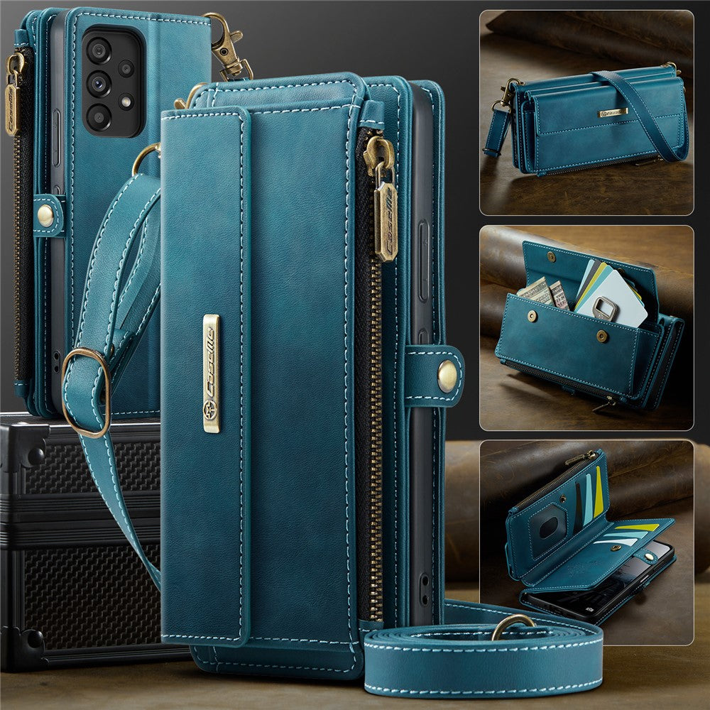 CASEME For Samsung Galaxy A53 5G Case  C39 RFID Blocking Zipper Wallet Stand Leather Cover with Strap