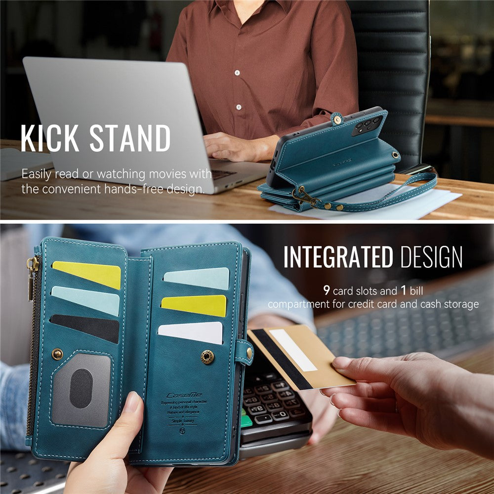 CASEME For Samsung Galaxy A53 5G Case  C39 RFID Blocking Zipper Wallet Stand Leather Cover with Strap
