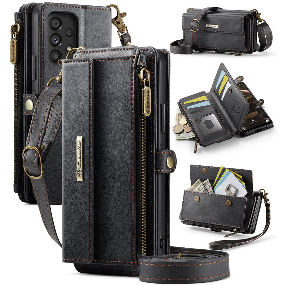 CASEME For Samsung Galaxy A53 5G Case  C39 RFID Blocking Zipper Wallet Stand Leather Cover with Strap