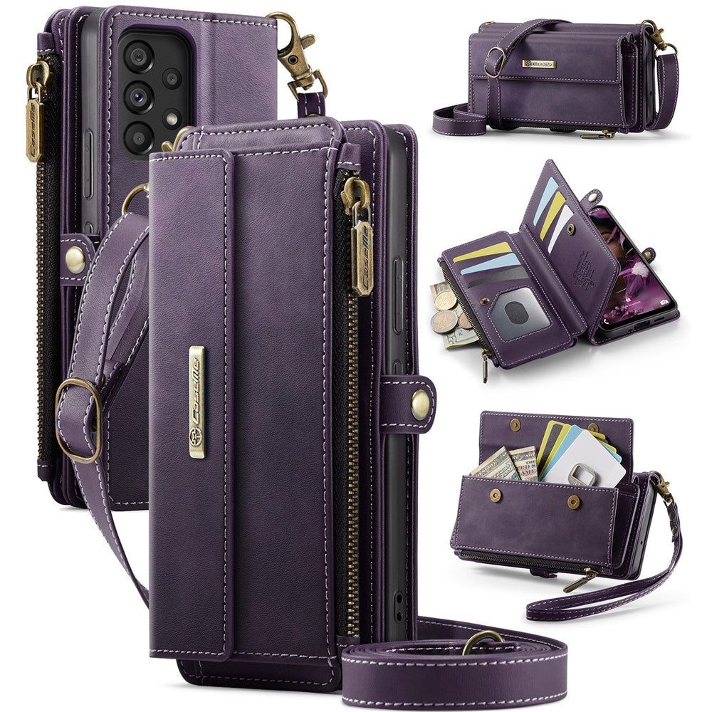 CASEME For Samsung Galaxy A53 5G Case  C39 RFID Blocking Zipper Wallet Stand Leather Cover with Strap