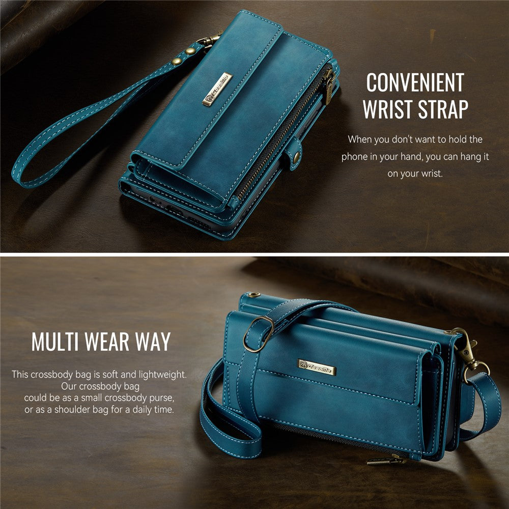 CASEME For Samsung Galaxy A52 5G / Galaxy A52 4G Case  C39 RFID Blocking Zipper Wallet Stand Leather Cover with Strap