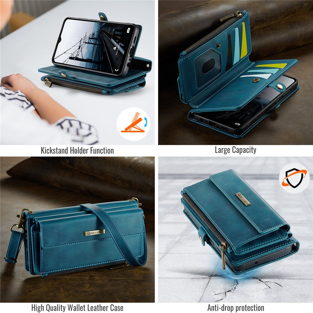CASEME For Samsung Galaxy A52 5G / Galaxy A52 4G Case  C39 RFID Blocking Zipper Wallet Stand Leather Cover with Strap