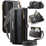 CASEME For Samsung Galaxy A52 5G / Galaxy A52 4G Case  C39 RFID Blocking Zipper Wallet Stand Leather Cover with Strap