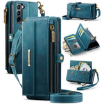 CASEME For Samsung Galaxy S21+ 5G Case  C39 RFID Blocking Zipper Wallet Stand Leather Cover with Strap