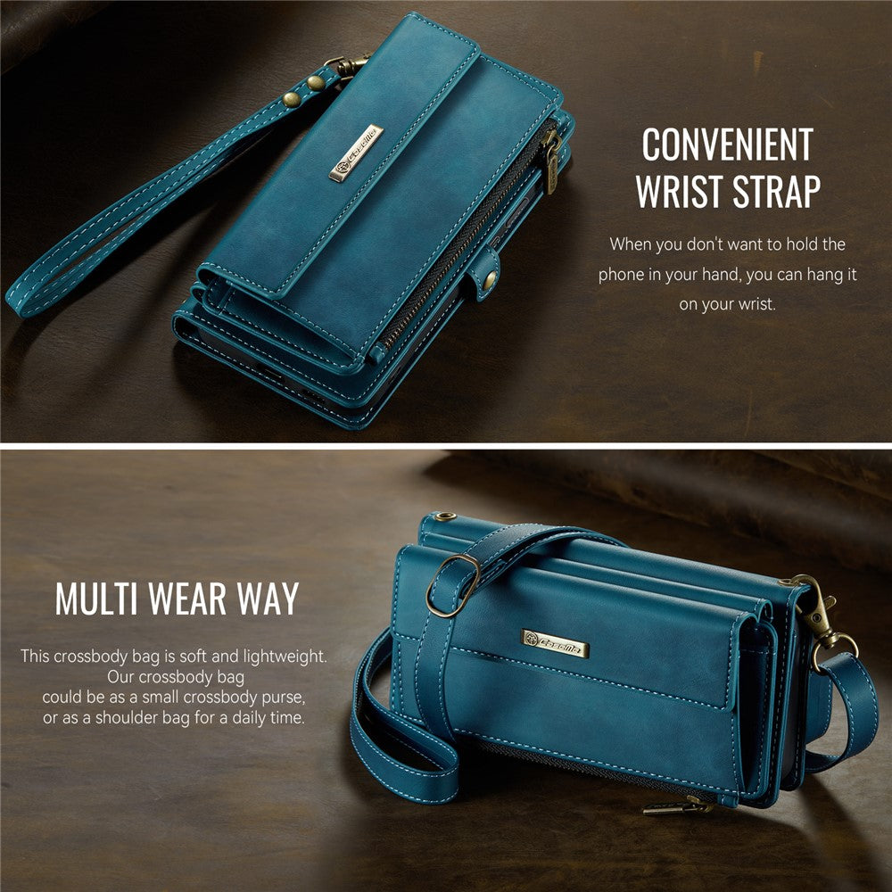CASEME For Samsung Galaxy S21+ 5G Case  C39 RFID Blocking Zipper Wallet Stand Leather Cover with Strap