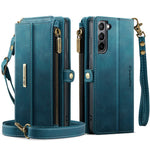 CASEME For Samsung Galaxy S21+ 5G Case  C39 RFID Blocking Zipper Wallet Stand Leather Cover with Strap