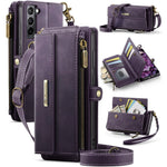 CASEME For Samsung Galaxy S21+ 5G Case  C39 RFID Blocking Zipper Wallet Stand Leather Cover with Strap