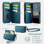 CASEME For Samsung Galaxy S20 FE Case C39 RFID Blocking Zipper Wallet Stand Leather Cover with Strap