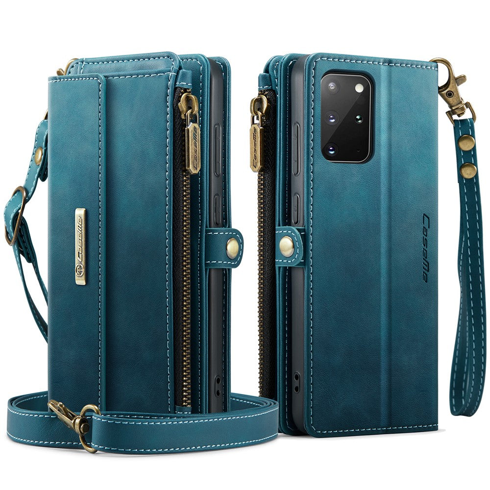 CASEME For Samsung Galaxy S20 Plus 4G / Galaxy S20 Plus 5G Case  C39 RFID Blocking Zipper Wallet Stand Leather Cover with Strap