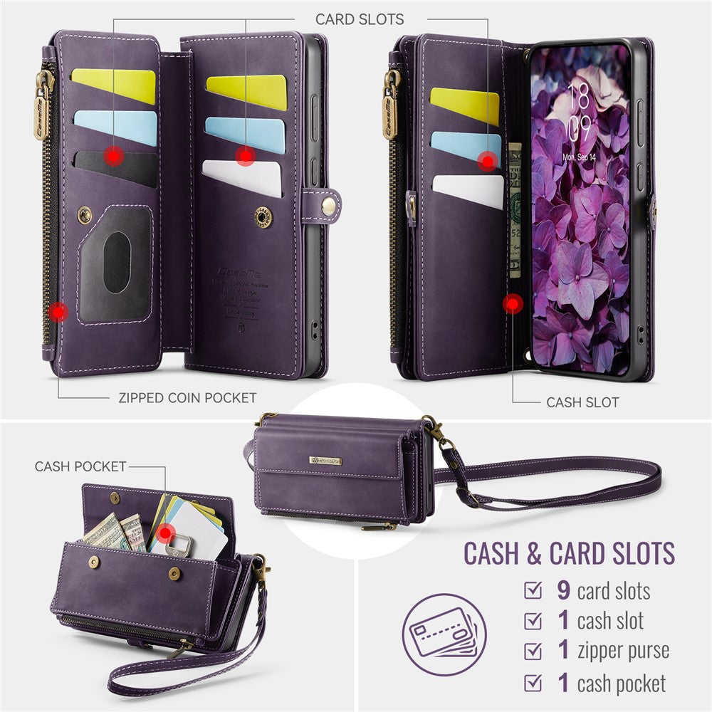 CASEME For Samsung Galaxy S20 4G / Galaxy S20 5G Case  C39 RFID Blocking Zipper Wallet Stand Leather Cover with Strap