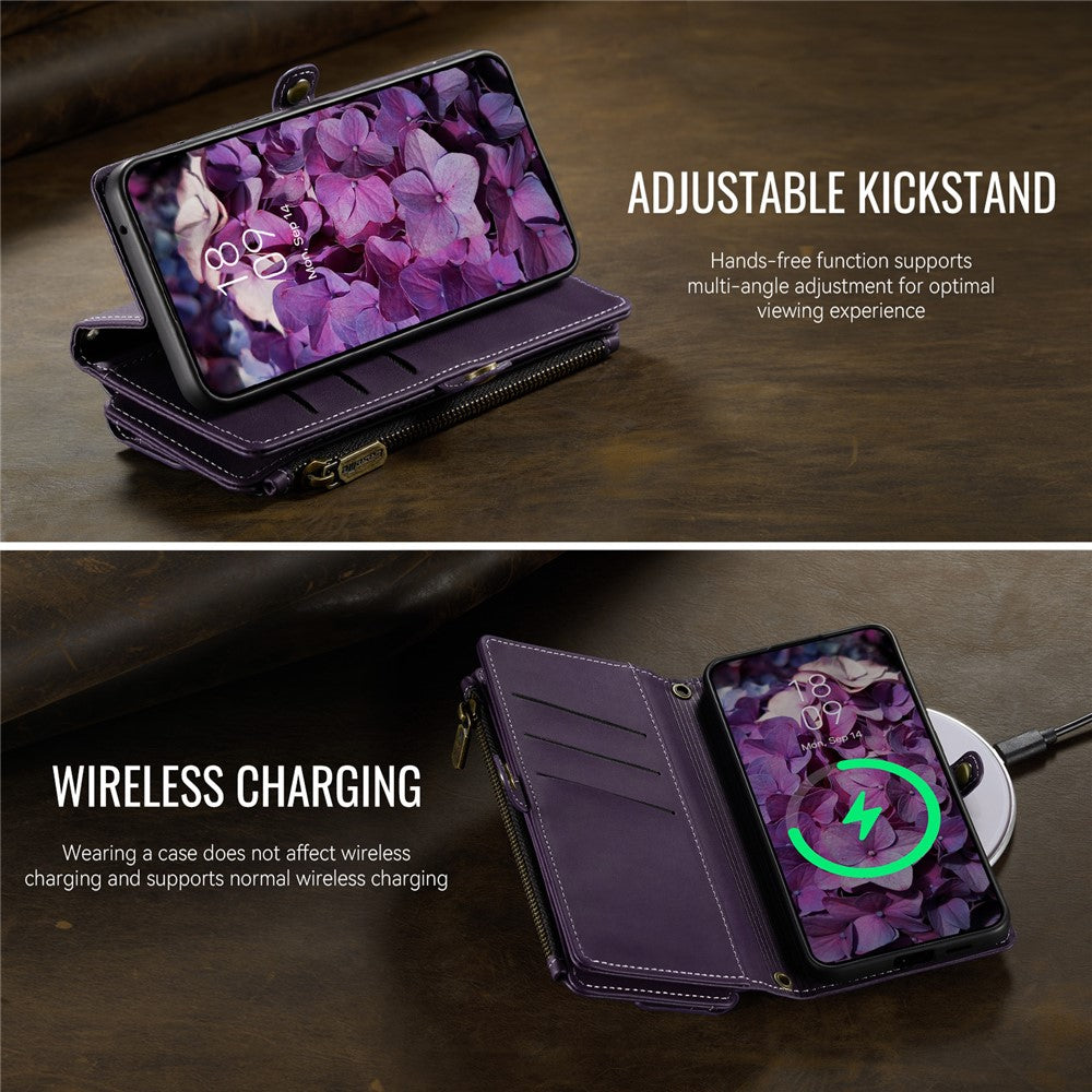 CASEME For Samsung Galaxy S20 4G / Galaxy S20 5G Case  C39 RFID Blocking Zipper Wallet Stand Leather Cover with Strap