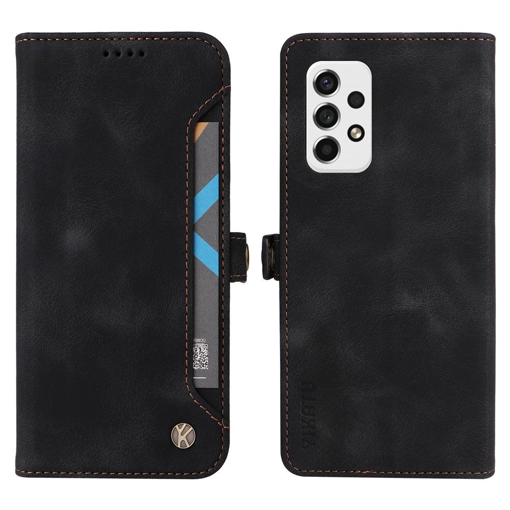 YIKATU YK-002 til Samsung Galaxy A23 5G (Global Version) / 4G / F23 5G / M23 5G / M13 4G, mobilcover med læderlignende overflade, udvendigt kortlomme-design, stødsikkert pungcover af PU-læder
