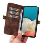 YIKATU YK-002 til Samsung Galaxy A23 5G (Global Version) / 4G / F23 5G / M23 5G / M13 4G, mobilcover med læderlignende overflade, udvendigt kortlomme-design, stødsikkert pungcover af PU-læder