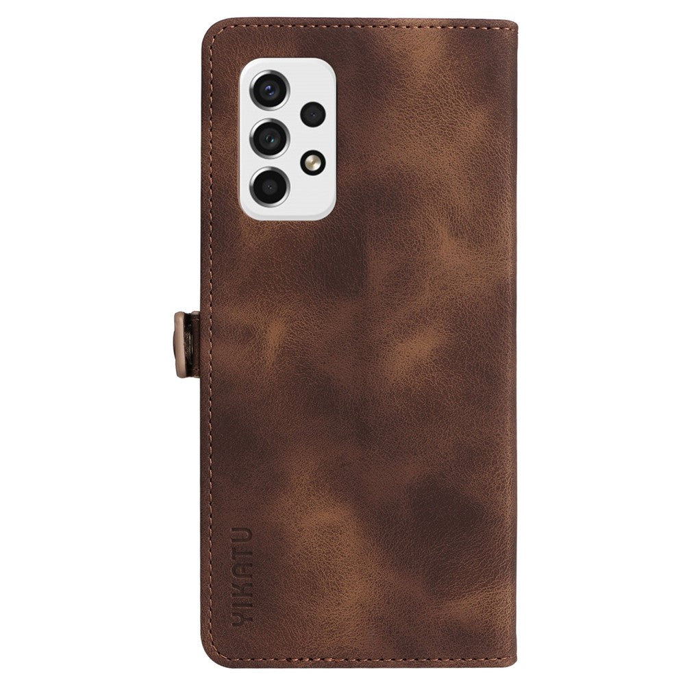 YIKATU YK-002 til Samsung Galaxy A23 5G (Global Version) / 4G / F23 5G / M23 5G / M13 4G, mobilcover med læderlignende overflade, udvendigt kortlomme-design, stødsikkert pungcover af PU-læder