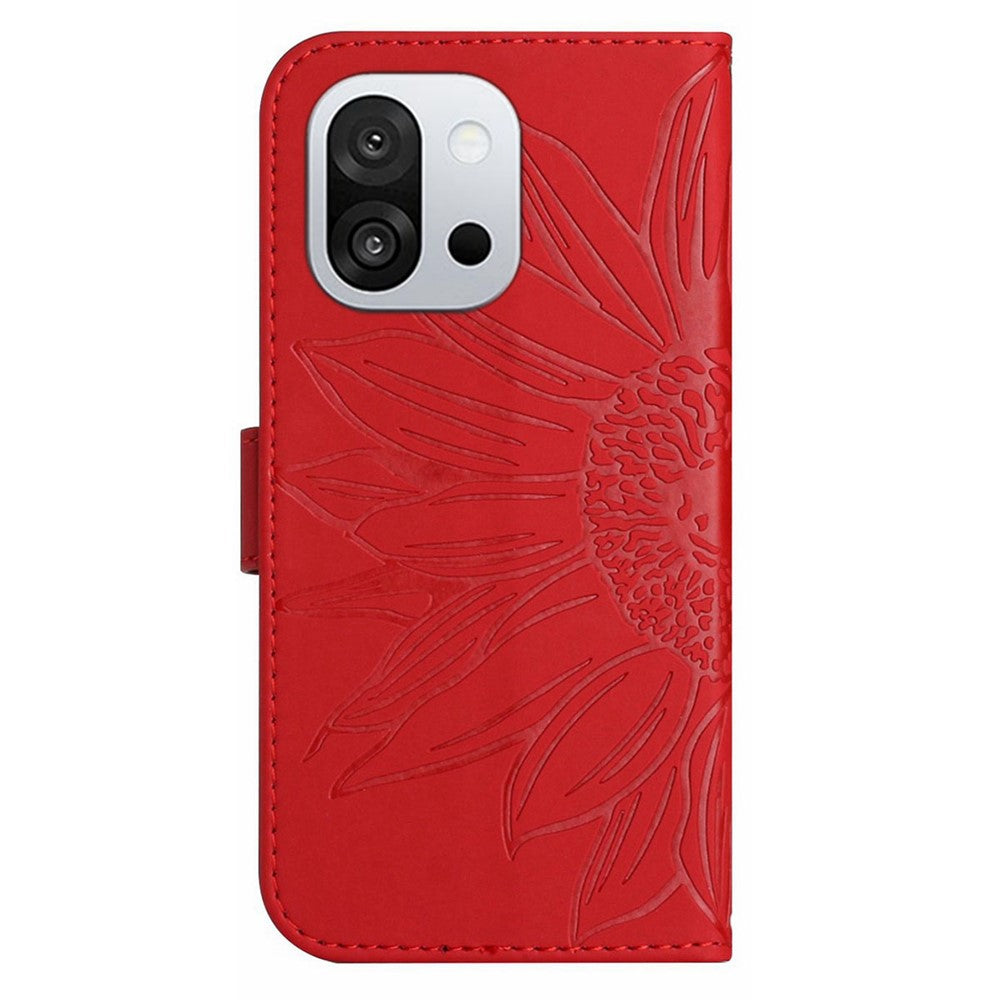 OnePlus 13T 5G-skal Sunflower Imprint Läderplånbok mobilskal med Handledsrem