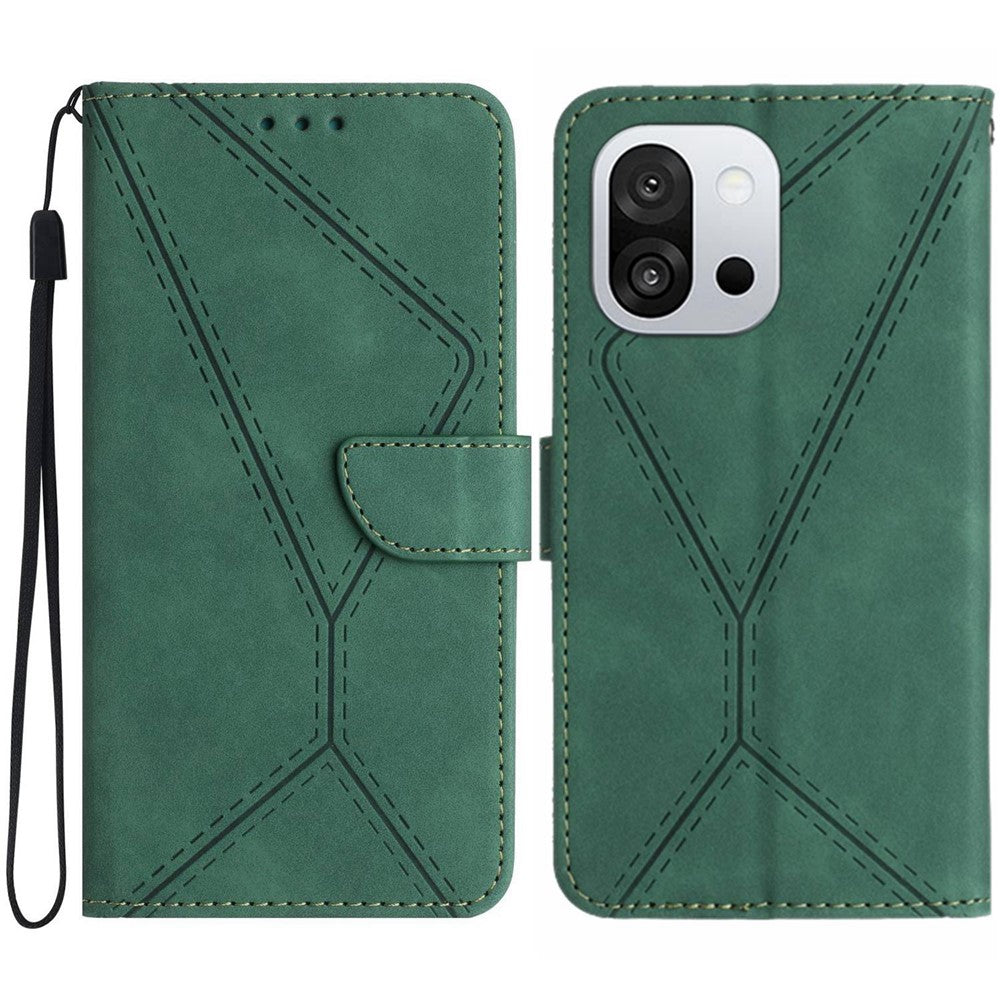 OnePlus 13T 5G-skal Skin Touch Lines Präglade PU-läder Flip-fodral