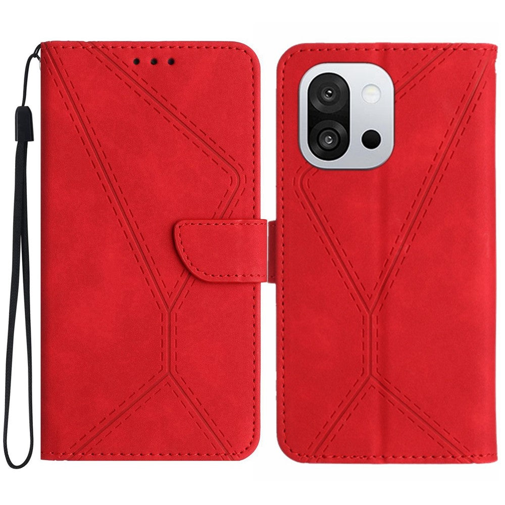 OnePlus 13T 5G-skal Skin Touch Lines Präglade PU-läder Flip-fodral