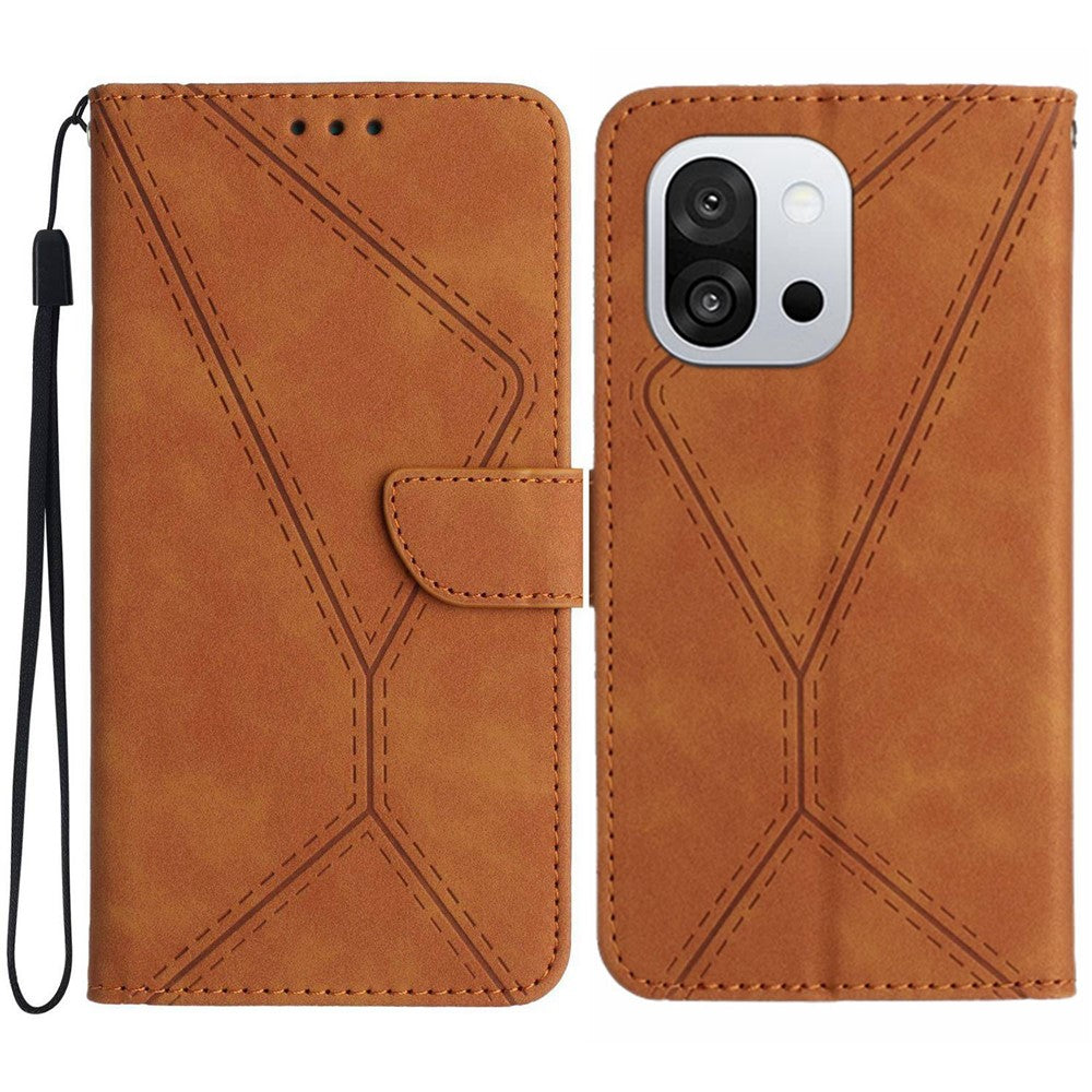 OnePlus 13T 5G-skal Skin Touch Lines Präglade PU-läder Flip-fodral