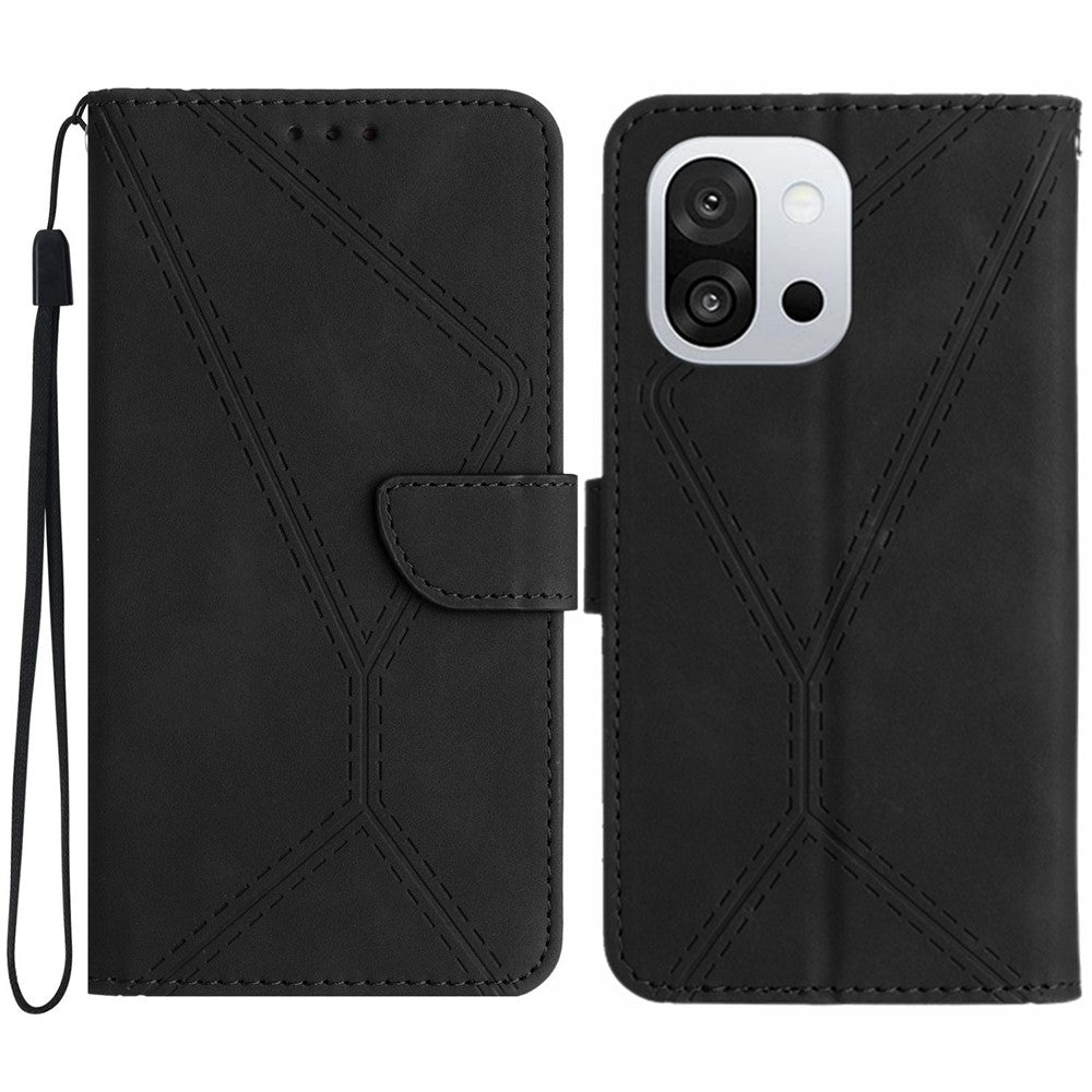 OnePlus 13T 5G-skal Skin Touch Lines Präglade PU-läder Flip-fodral