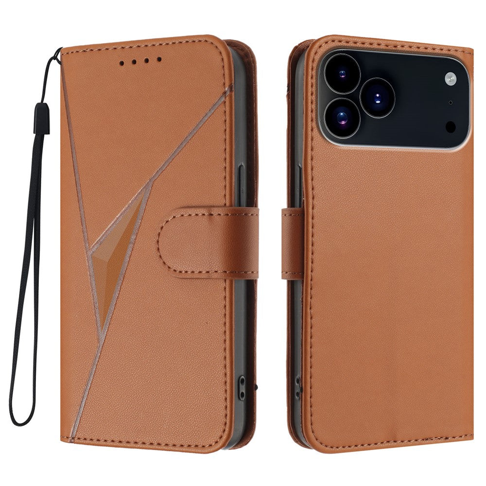 Till iPhone 17 Pro Max skal Triangelpräglat läderfodral med snodd