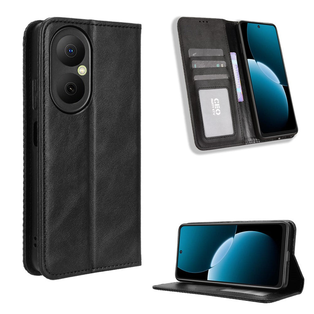 Läderfodral med plånboksfodral och retrotextur för Huawei Enjoy 80