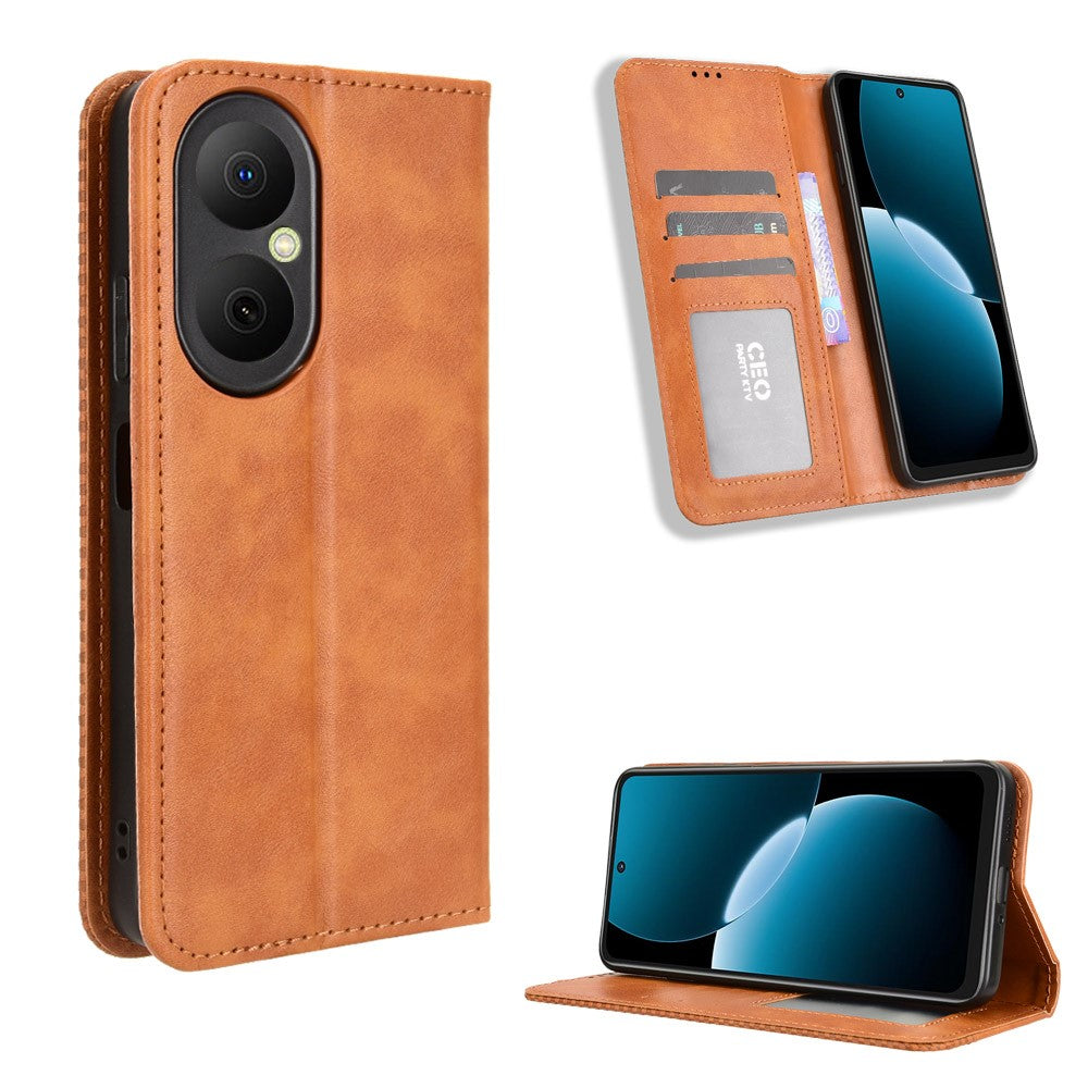 Läderfodral med plånboksfodral och retrotextur för Huawei Enjoy 80